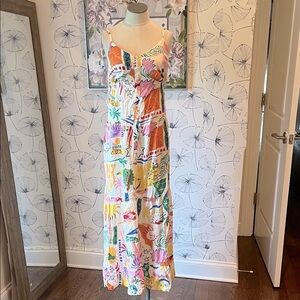 Japna S Colorful Maxi Dress with Abstract Print